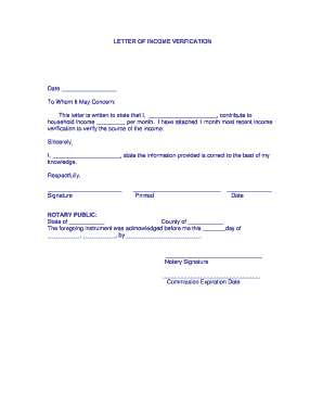 Letter of Income Verification