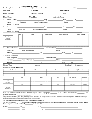 Rental Application Form