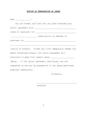 Notice of Termination of Lease