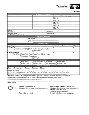 Travel Insurance Application Form