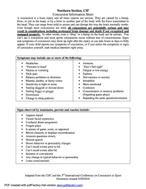 Concussion Information Sheet