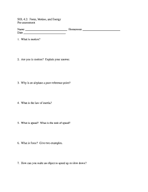 Force Motion and Energy Pre-Assessment