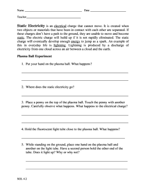 Static Electricity Experiment Worksheet