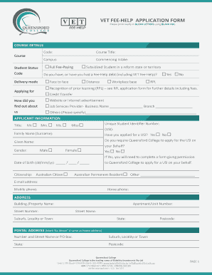 VET FEE-HELP Application Form