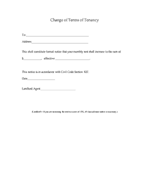 Change of Terms of Tenancy