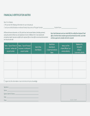 Financial Verification Matrix