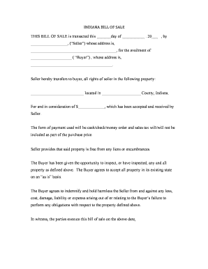Indiana Bill of Sale