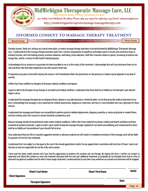 Informed Consent to Massage Therapy Treatment