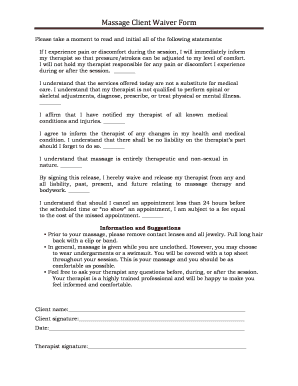 Massage Client Waiver Form
