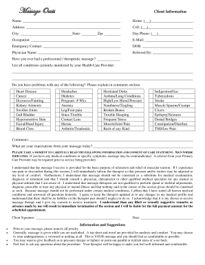 Massage Client Intake Form