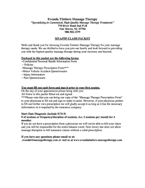 Massage Therapy Prescription Form
