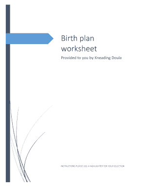 Birth Plan Worksheet