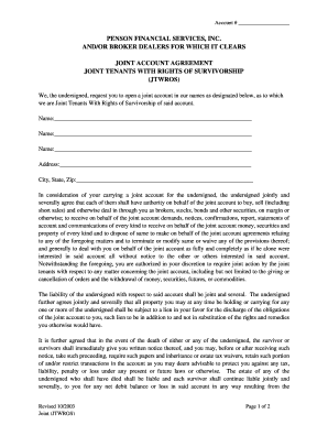 Joint Account Agreement for Financial Services