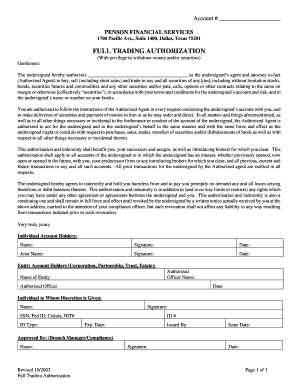 Full Trading Authorization Form