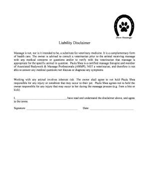 Pet Massage Liability Disclaimer