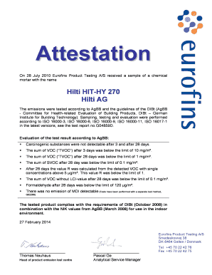 On 28 July 2010 Eurofins Product Testing AS received a sample of a chemical - hilti