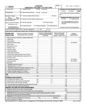 Amended Income Tax Return L-1040X