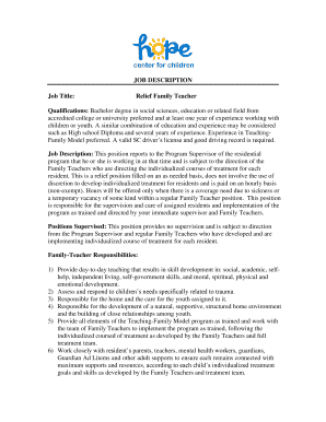Relief Family Teacher Anchor House - Hope Center for Children - hopecfc