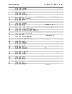 Lawn Mower Parts List
