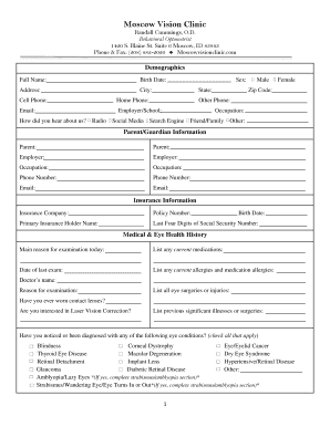 Moscow Vision Clinic Patient Intake Form