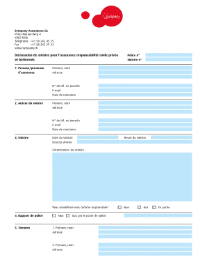 Déclaration de sinistre pour l’assurance responsabilité civile privée