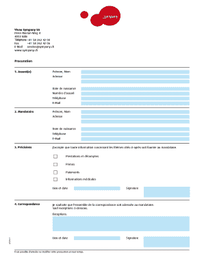 Formulaire de procuration Sympany