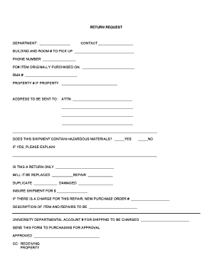 University Return and Repair Form