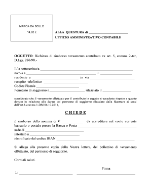 Richiesta di rimborso versamento contributo