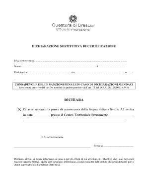 DICHIARAZIONE SOSTITUTIVA DI CERTIFICAZIONE