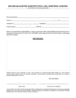 Dichiarazione Sostitutiva di Certificazione