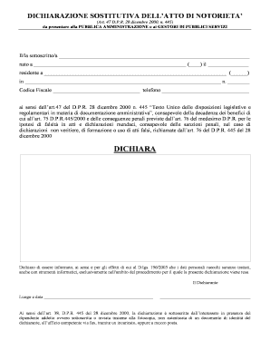 Dichiarazione Sostitutiva dell’Atto di Notorietà