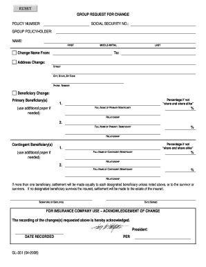 Group Request for Change Form