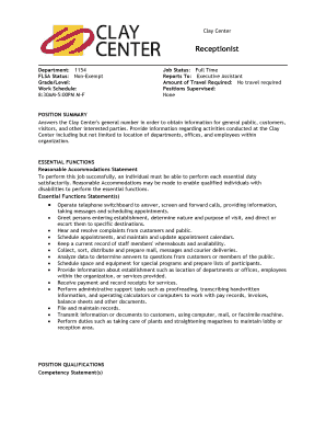 Receptionist Job Description