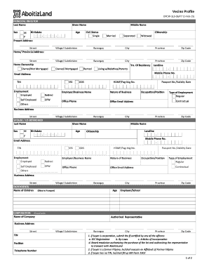 Vecino Profile Application Form