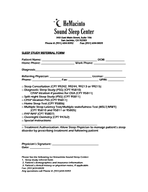 Sleep Study Referral Form