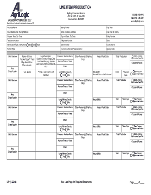 Line Item Production Form