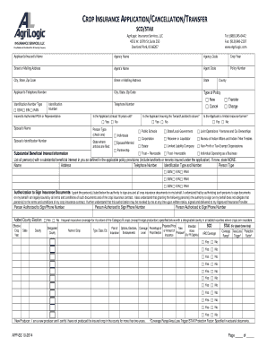 Crop Insurance Application/Cancellation/Transfer Form
