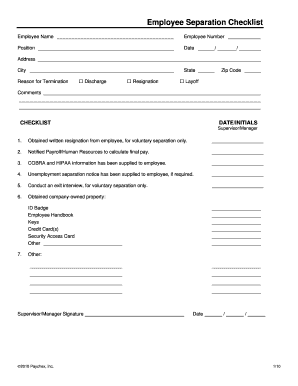 Employee Separation Checklist