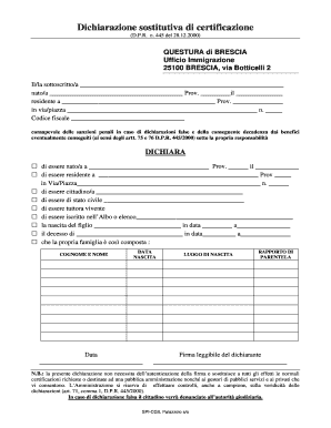 Dichiarazione sostitutiva di certificazione