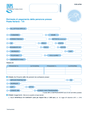 Richiesta di pagamento della pensione presso Poste Italiane