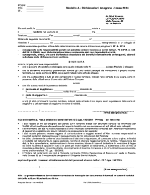 Modello A - Dichiarazioni Anagrafe Utenza
