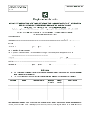 Modulo di Esenzione Sanitaria Italiana