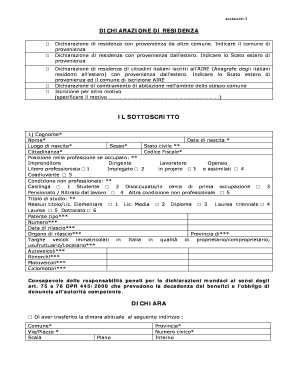 Dichiarazione di Residenza