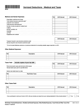 US Federal Itemized Deductions Form 14