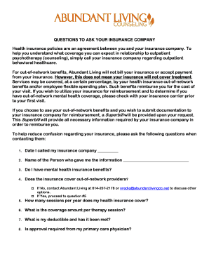 Health Insurance Questions for Outpatient Psychotherapy