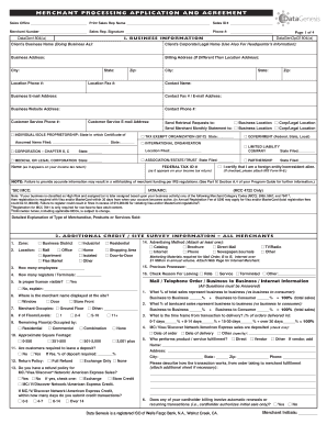 Merchant Processing Application and Agreement