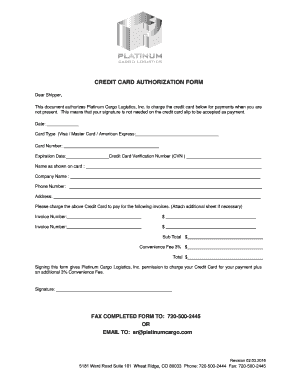 Credit Card Authorization Form
