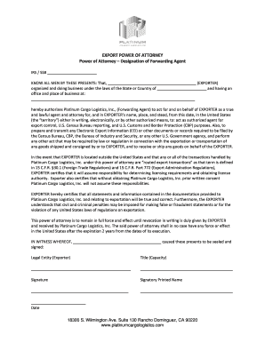 Export Power of Attorney