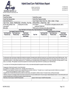 Hybrid Seed Corn Yield History Report