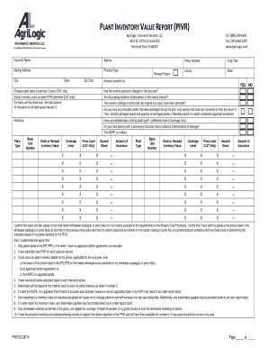 Plant Inventory Value Report Form